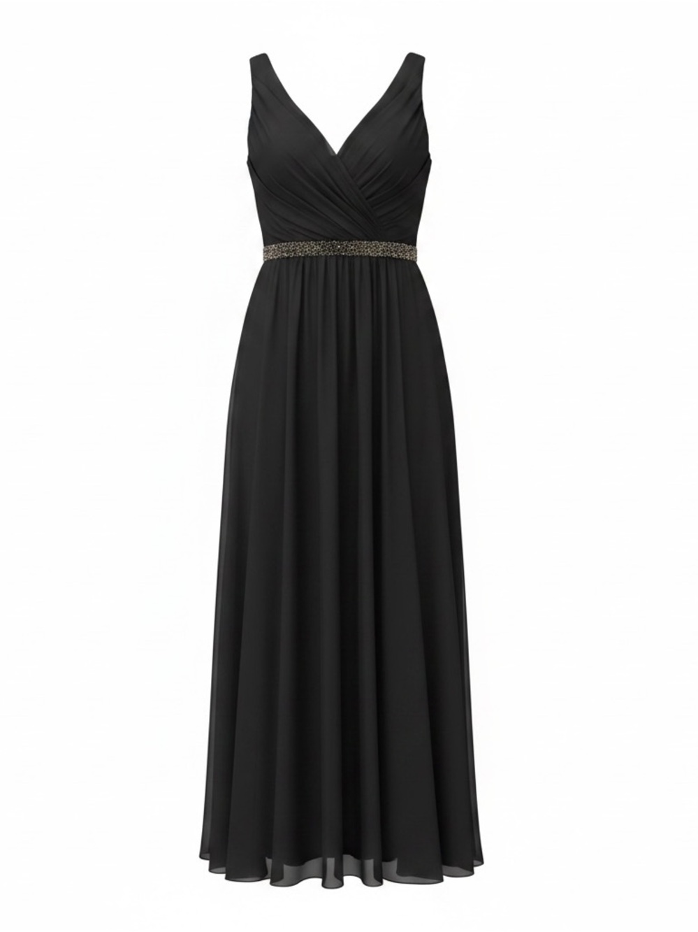 David’s Bridal Black Evening Gown with Sparkle Waistband Empire Waist Size 8
